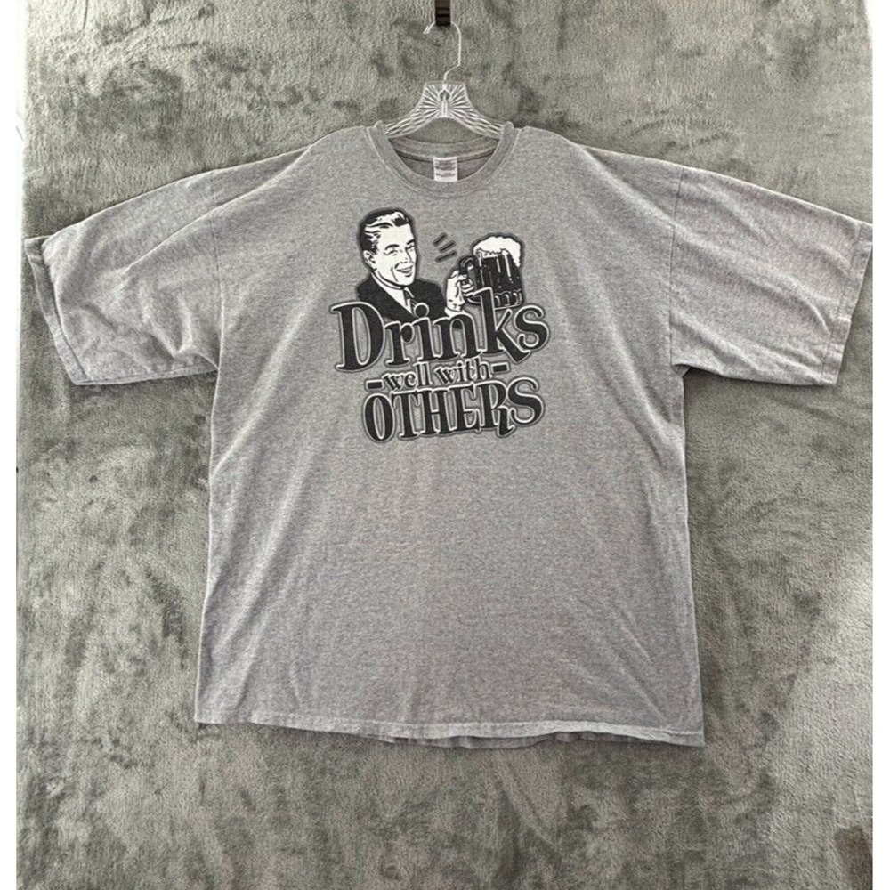 Drinks Well With Others T-Shirt‎ Mens 3XLT Tall Gray Heather Short Sleeve